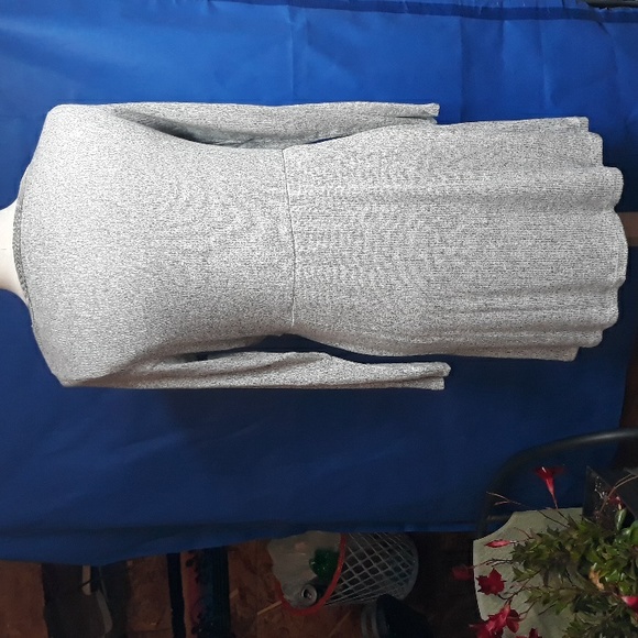 Gray Jennifer Lopez Knit Sweater Dress Holiday Sparkle Trim - Picture 4 of 8